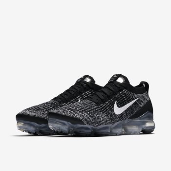 Nike Air VaporMax Flyknit 3 - Férfi Utcai Cipő - Fekete/Metal Titán/Fehér